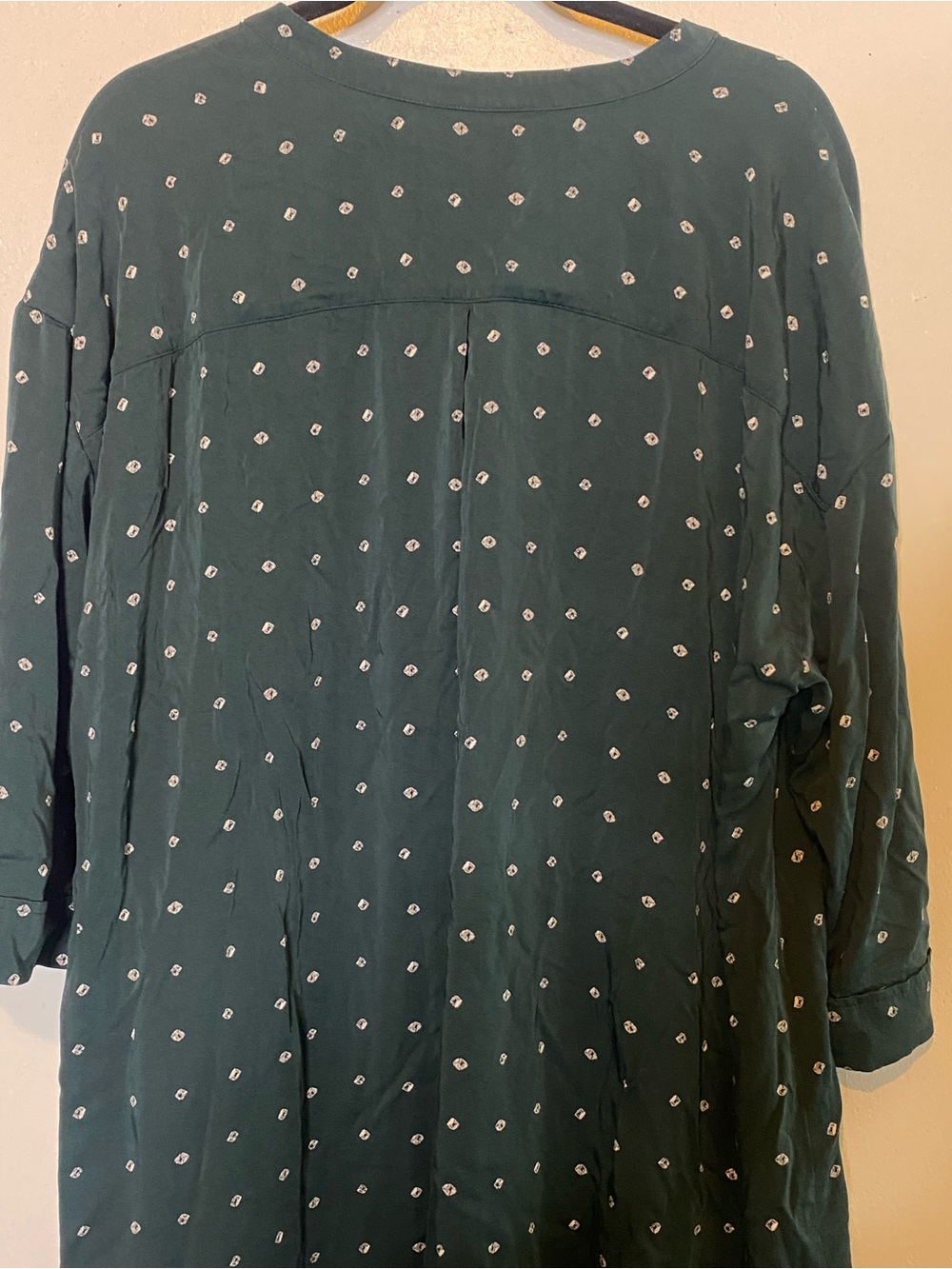 PureJill 100% Lenzing Emerald Green White Print 3/4 Sleeve Pocket Tunic Top - Picture 7 of 8